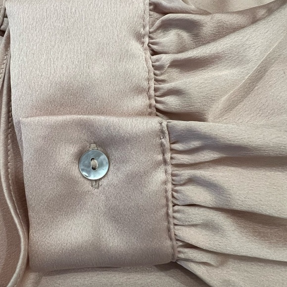 Zara mauve pale pink silk look long sleeve blouse medium - Picture 7 of 9